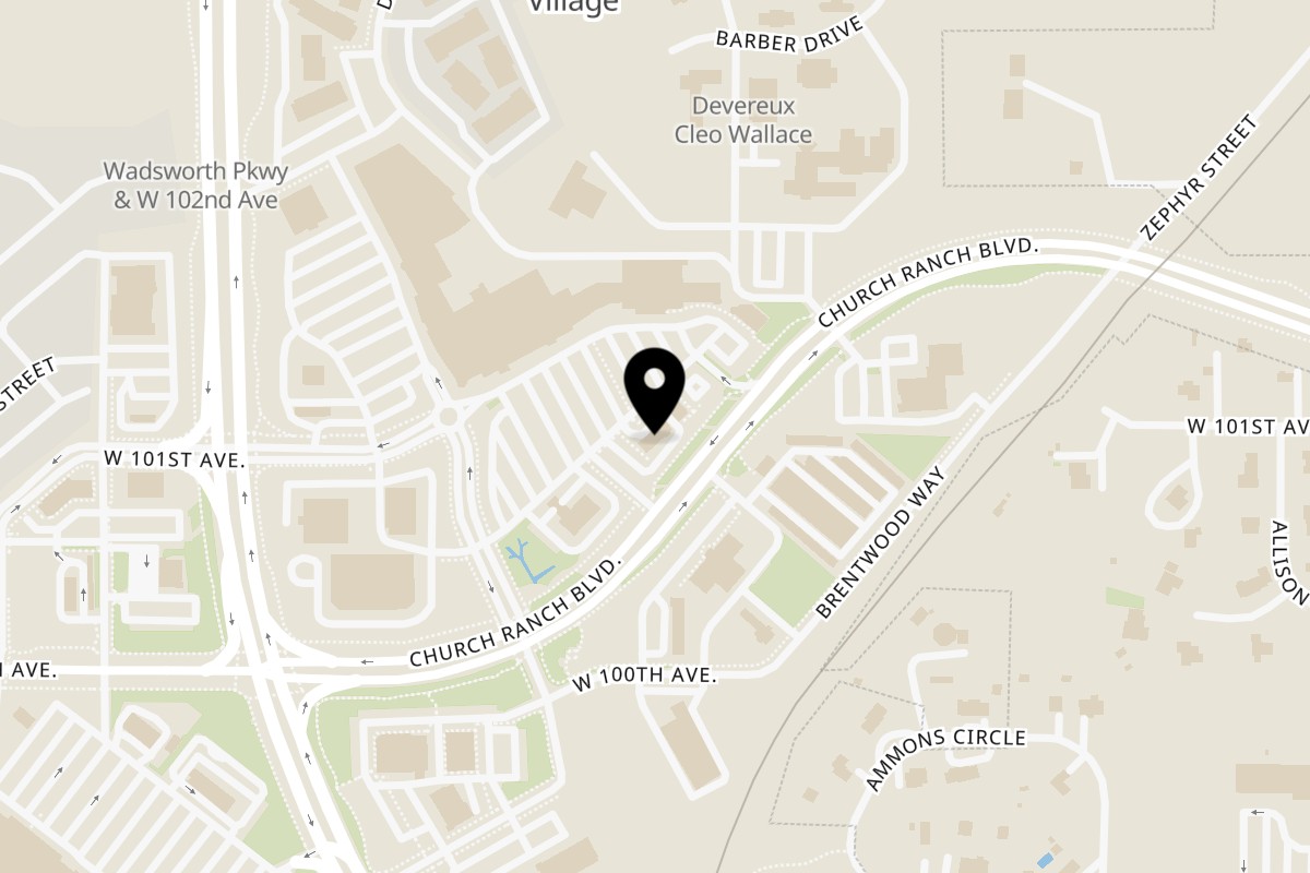 Map showing the location of Contigo Taqueria on 8471 Church Ranch Blvd in Westminster